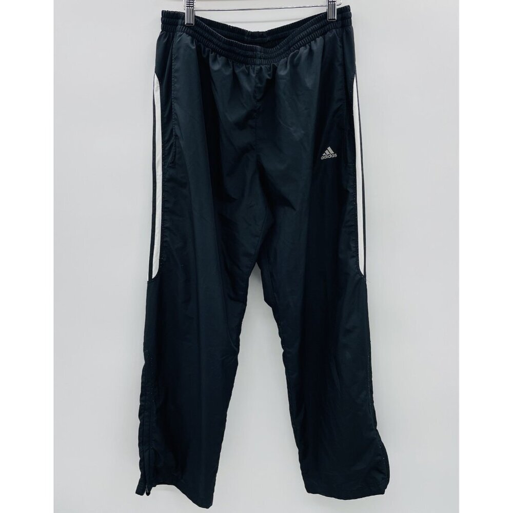 Adidas Mens Size Large Drawstring Warmup Windbreaker Athletic Pants in‎ Black